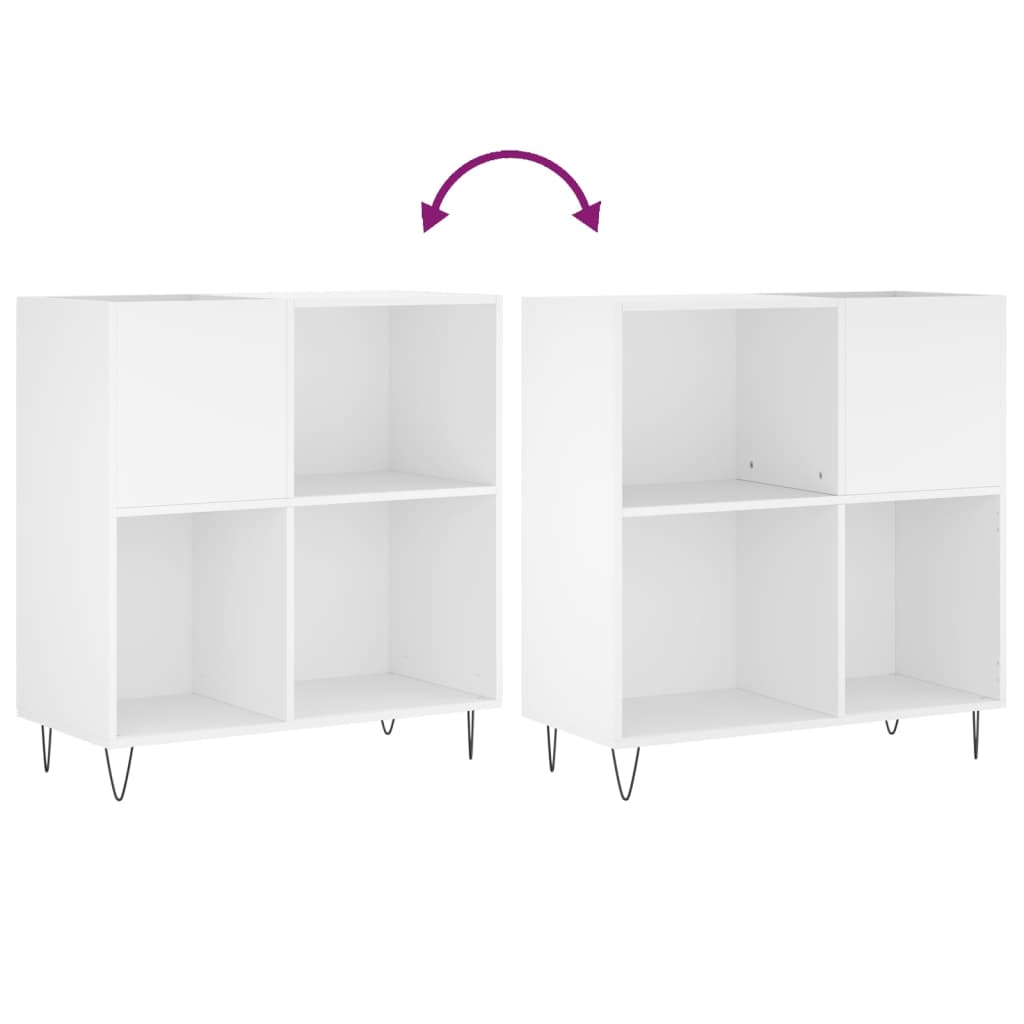 vinylskab 84,5x38x89 cm konstrueret træ hvid