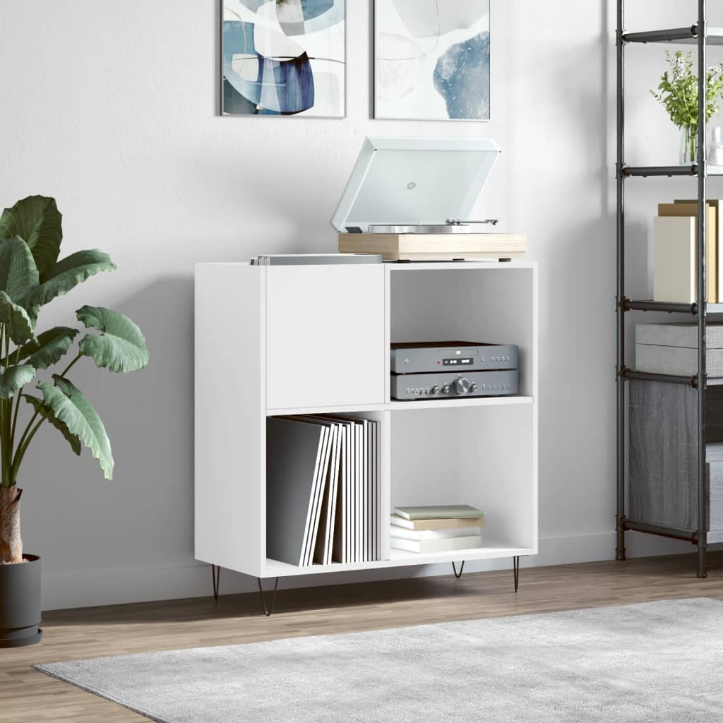 vinylskab 84,5x38x89 cm konstrueret træ hvid