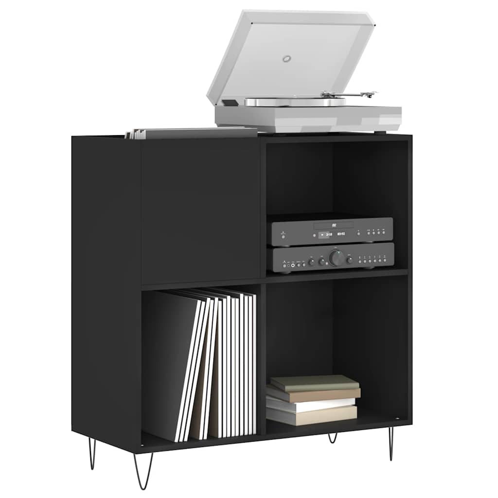 vinylskab 84,5x38x89 cm konstrueret træ sort