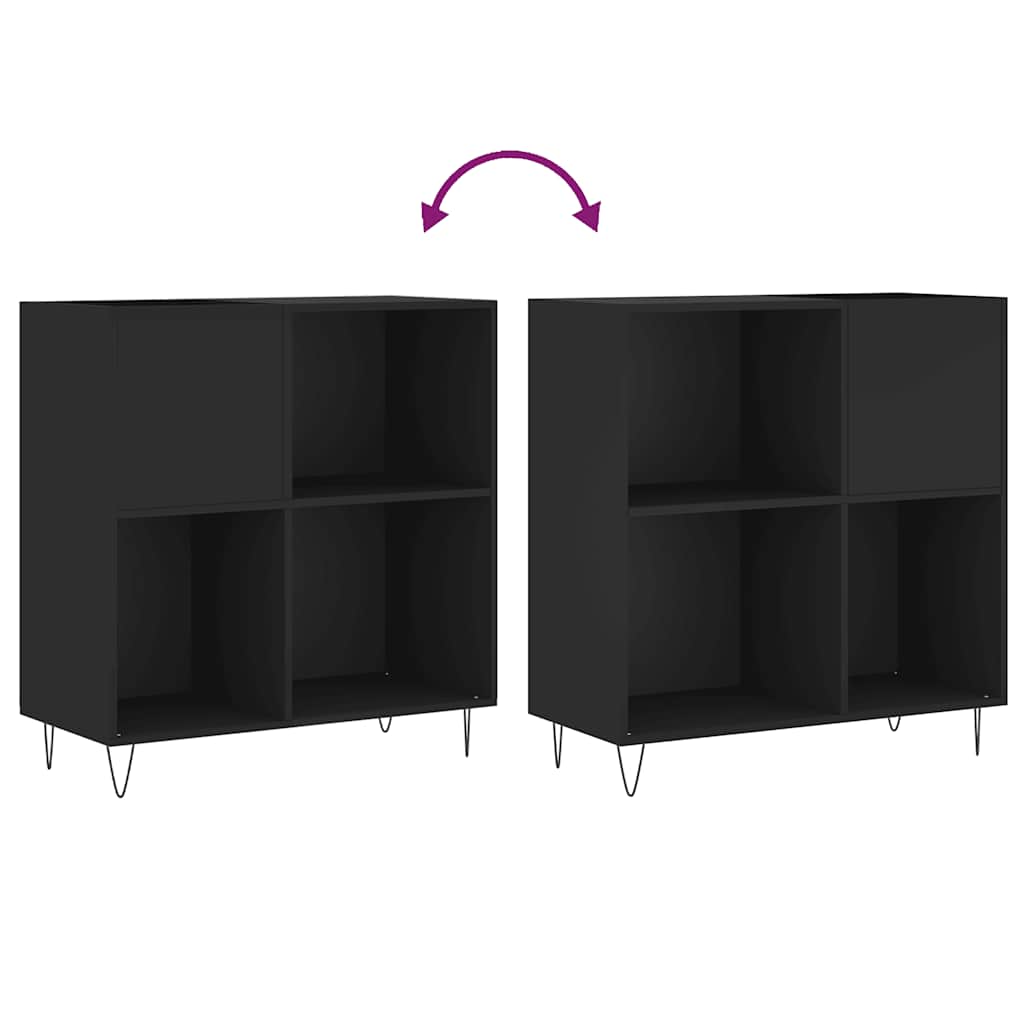 vinylskab 84,5x38x89 cm konstrueret træ sort