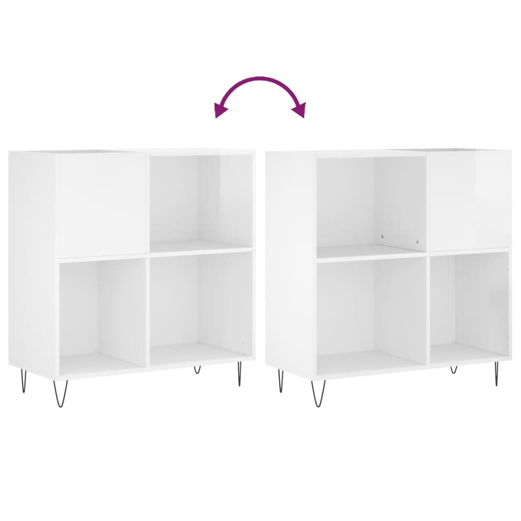 vinylskab 84,5x38x89 cm konstrueret træ hvid højglans