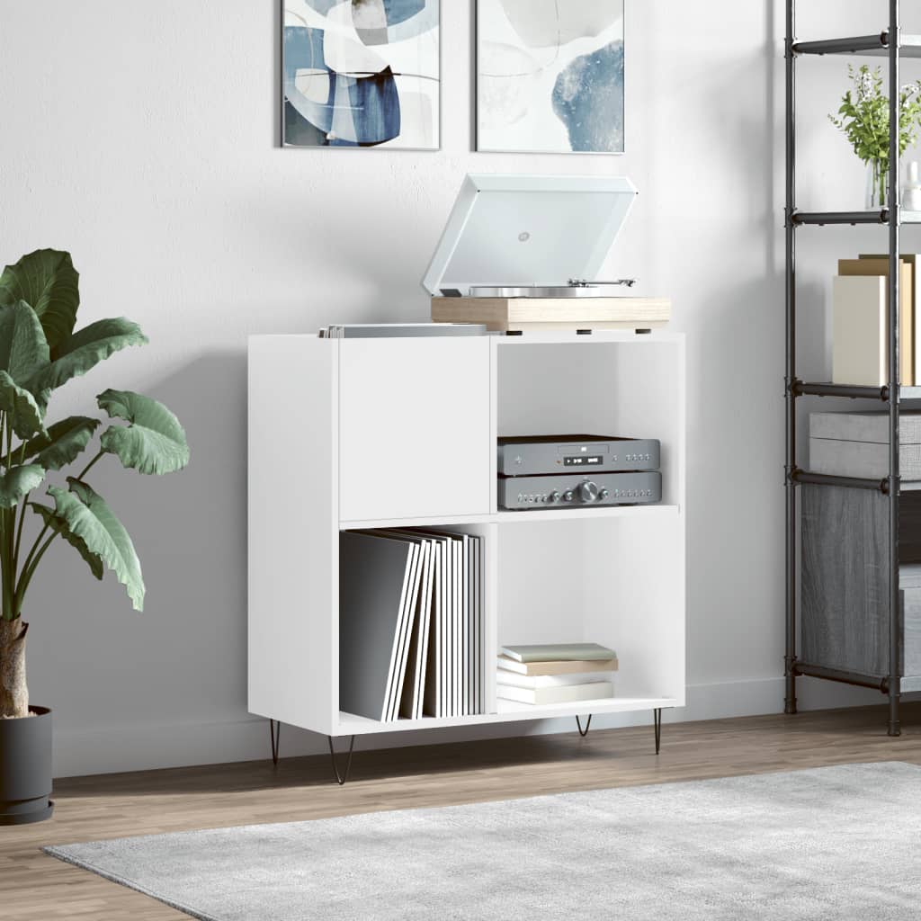 vinylskab 84,5x38x89 cm konstrueret træ hvid højglans