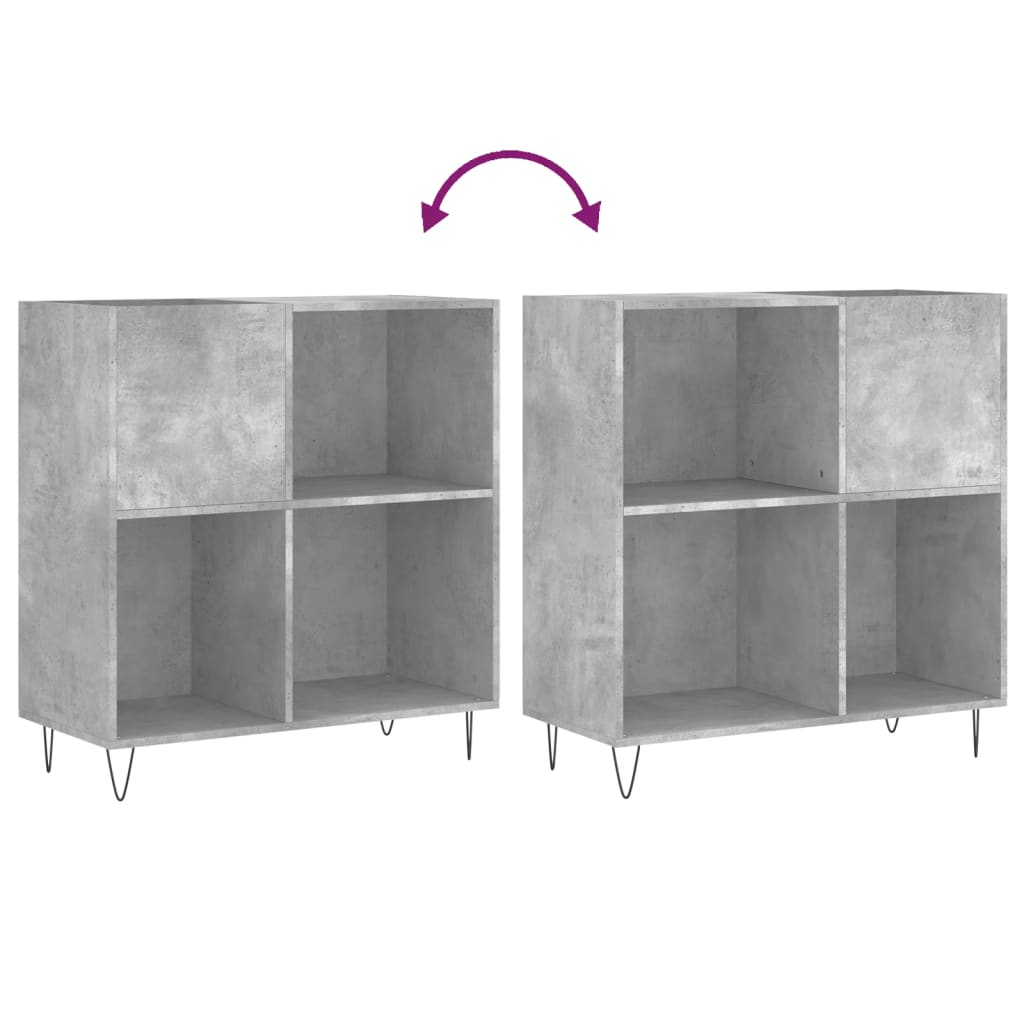 vinylskab 84,5x38x89 cm konstrueret træ betongrå