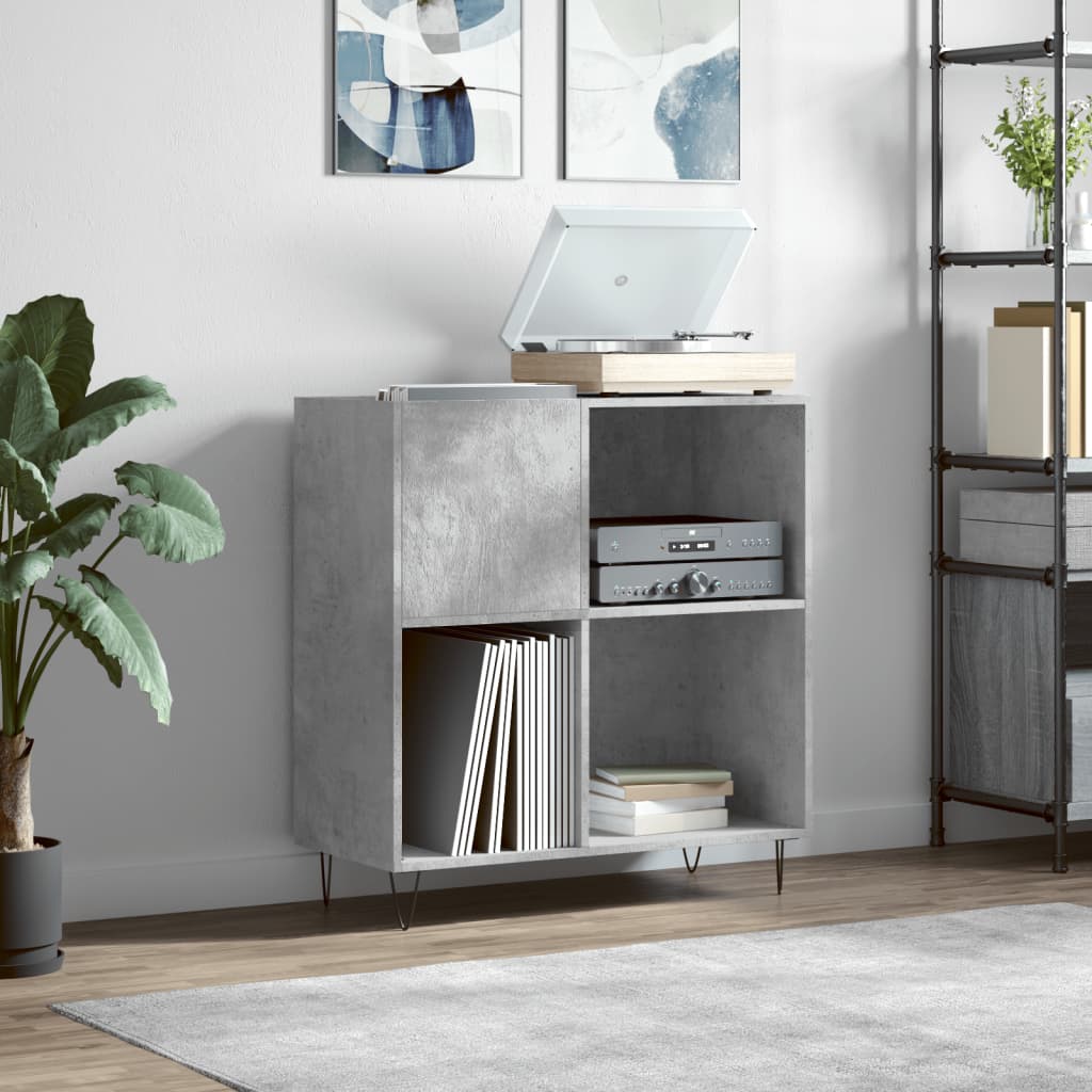 vinylskab 84,5x38x89 cm konstrueret træ betongrå