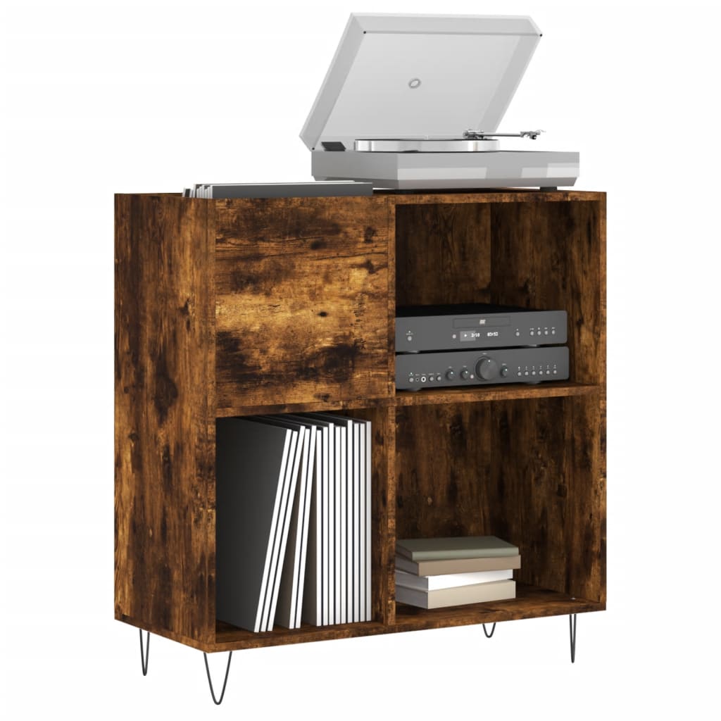 vinylskab 84,5x38x89 cm konstrueret træ røget egetræsfarve