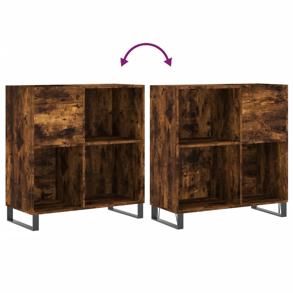 vinylskab 84,5x38x89 cm konstrueret træ røget egetræsfarve