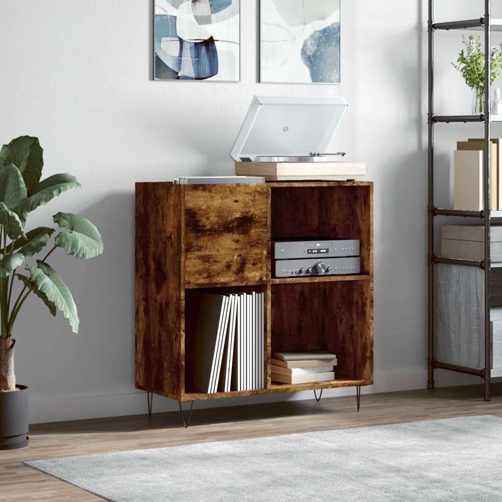 vinylskab 84,5x38x89 cm konstrueret træ røget egetræsfarve