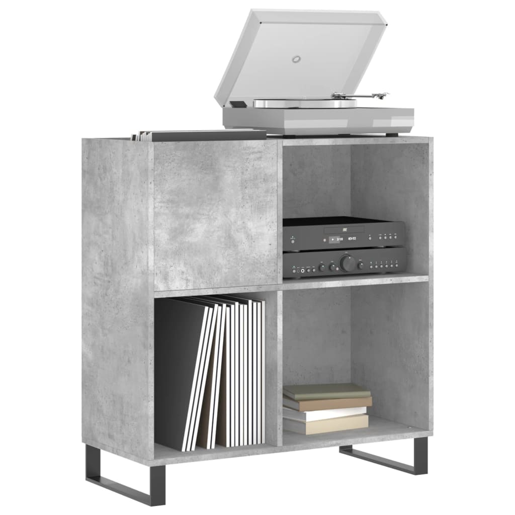 vinylskab 84,5x38x89 cm konstrueret træ betongrå