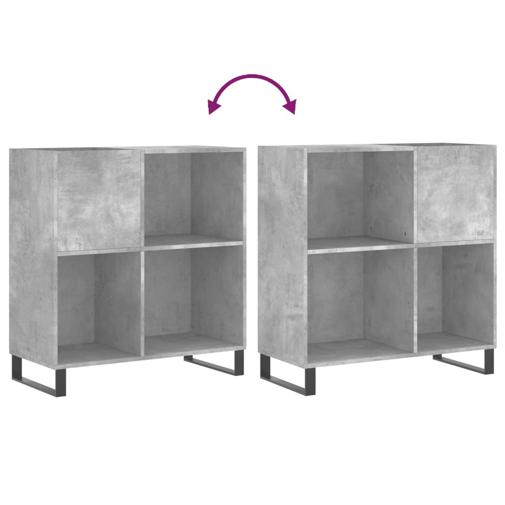vinylskab 84,5x38x89 cm konstrueret træ betongrå