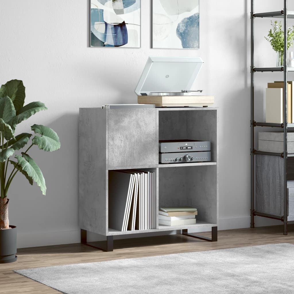 vinylskab 84,5x38x89 cm konstrueret træ betongrå