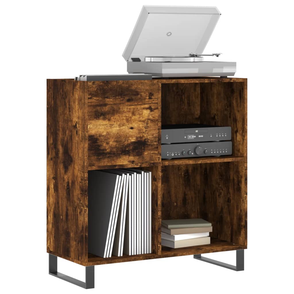 vinylskab 84,5x38x89 cm konstrueret træ røget egetræsfarve