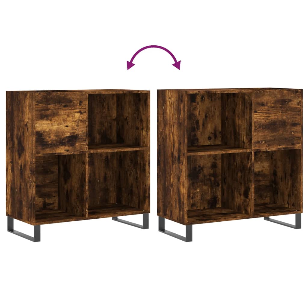 vinylskab 84,5x38x89 cm konstrueret træ røget egetræsfarve