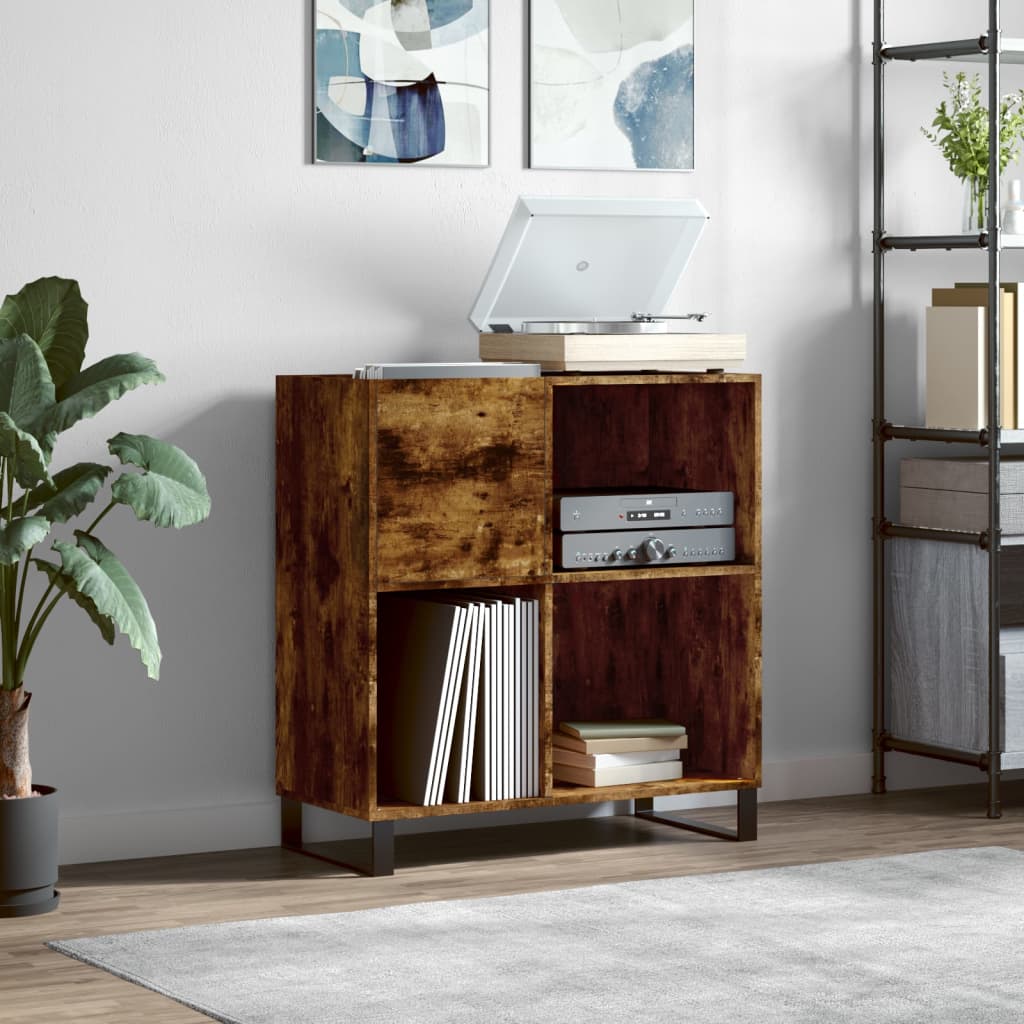 vinylskab 84,5x38x89 cm konstrueret træ røget egetræsfarve