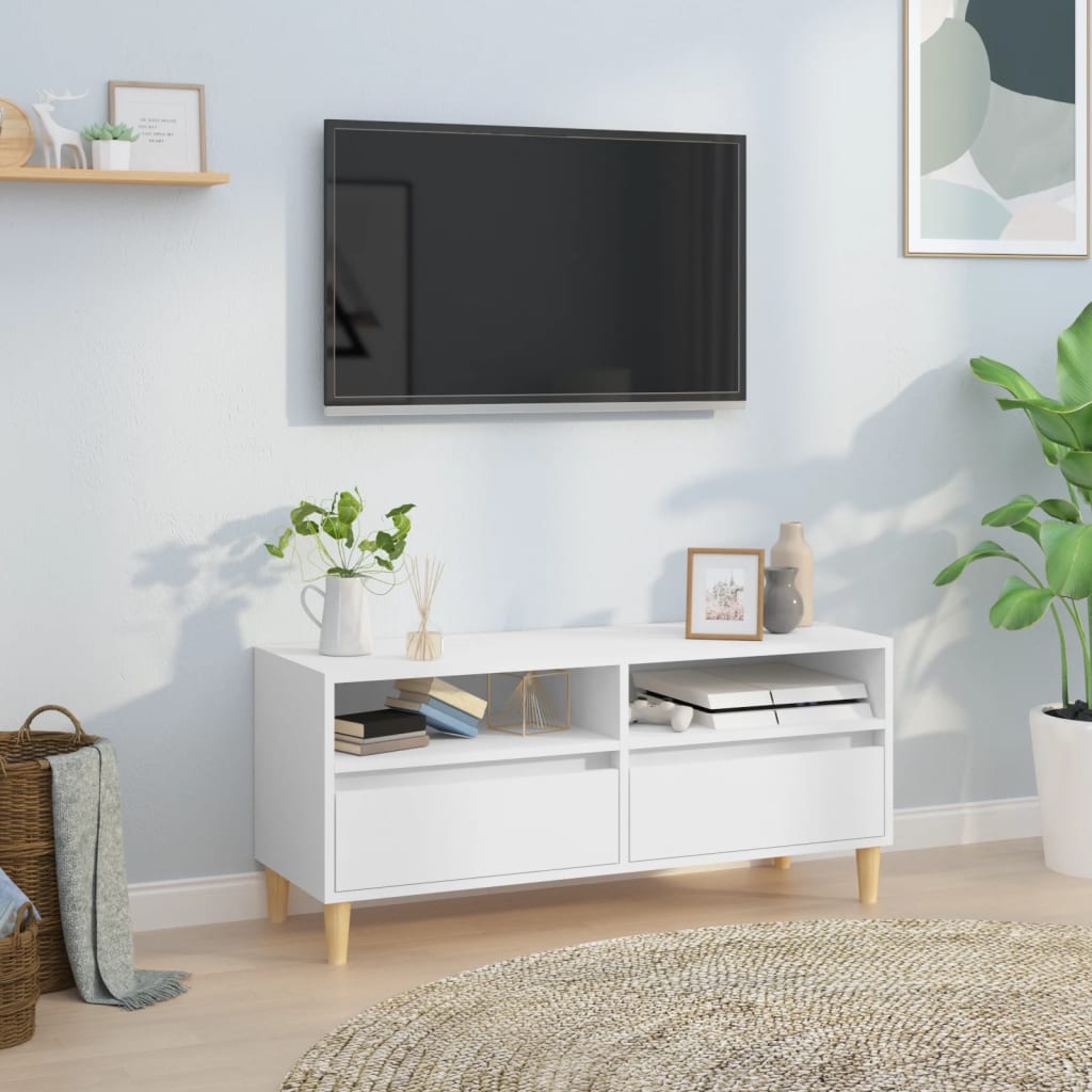 tv-bord 100x34,5x44,5 cm konstrueret træ hvid