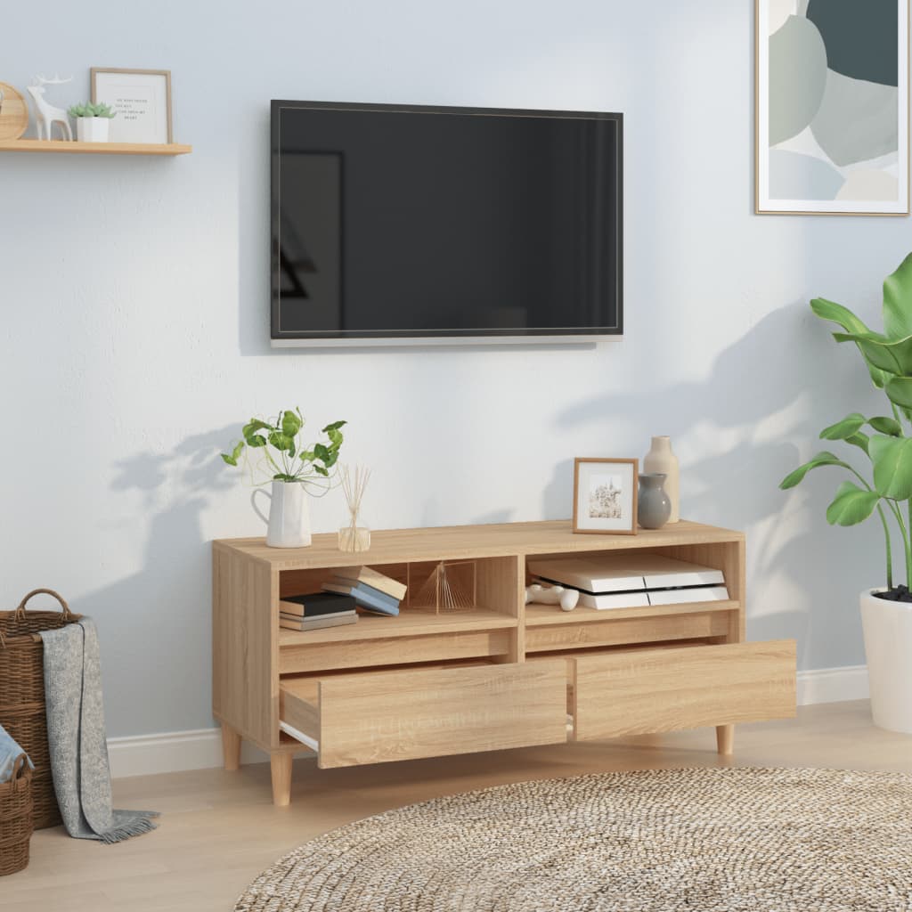 tv-bord 100x34,5x44,5 cm konstrueret træ sonoma-eg