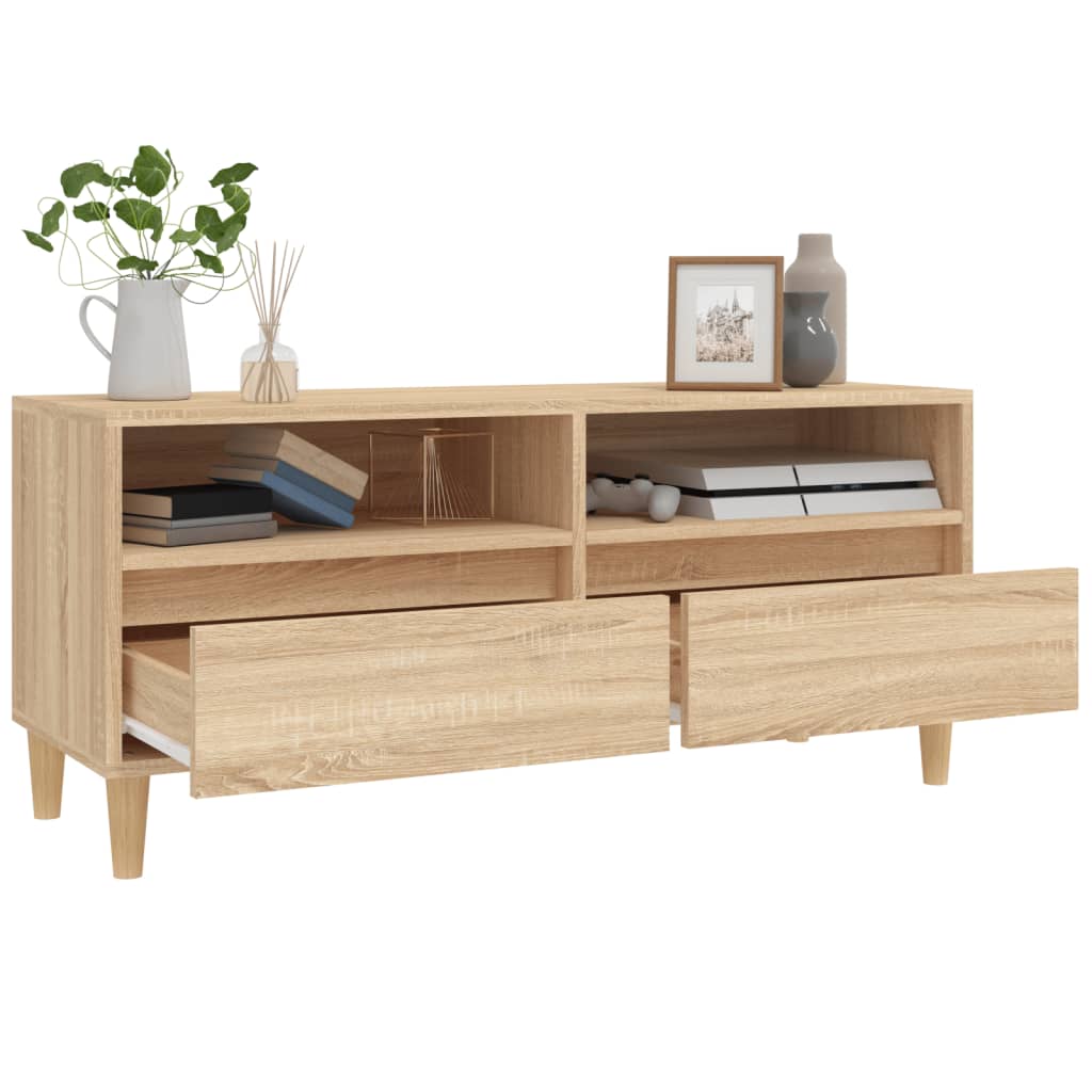 tv-bord 100x34,5x44,5 cm konstrueret træ sonoma-eg