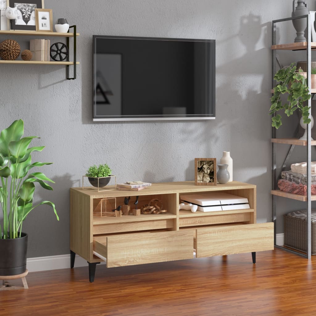tv-bord 100x34,5x44,5 cm konstrueret træ sonoma-eg
