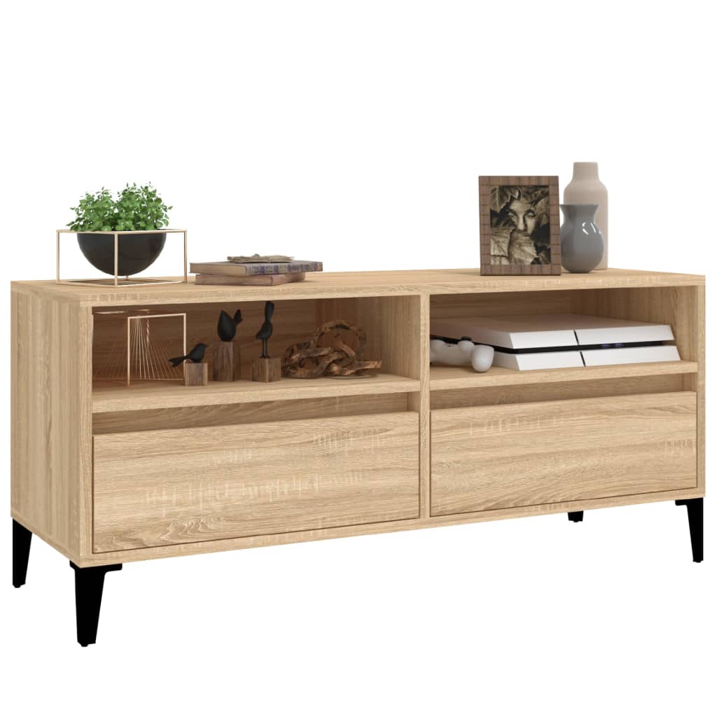 tv-bord 100x34,5x44,5 cm konstrueret træ sonoma-eg