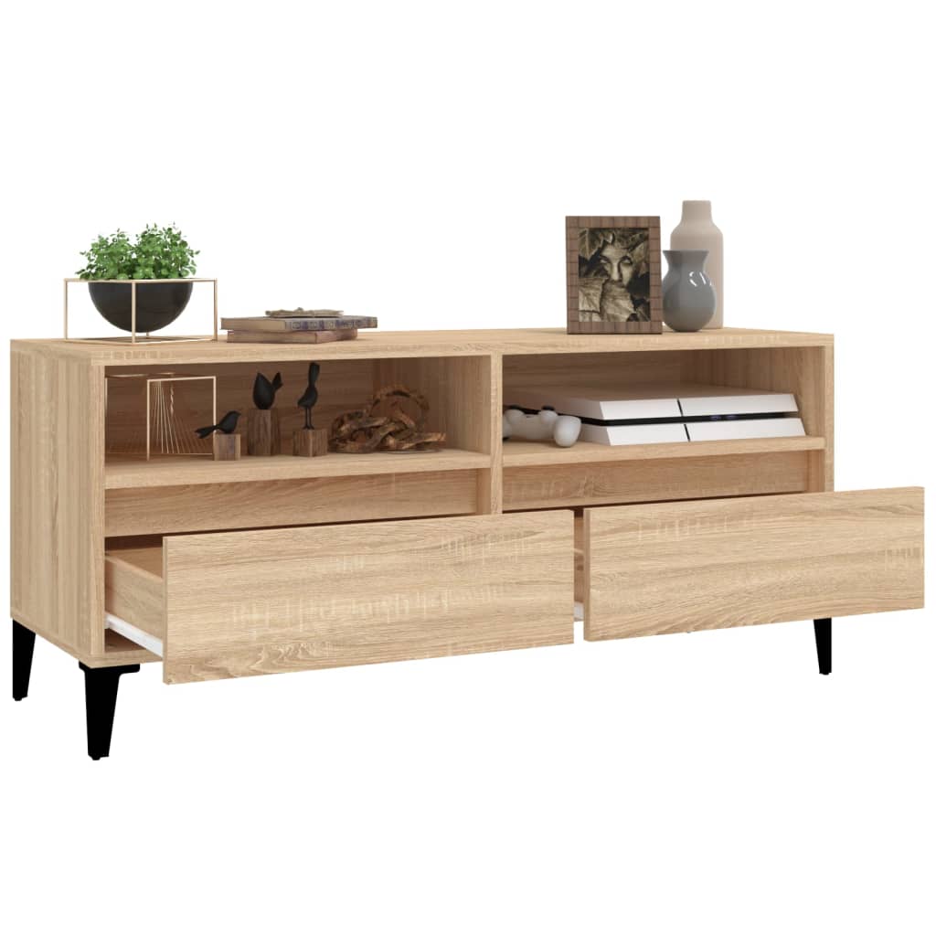 tv-bord 100x34,5x44,5 cm konstrueret træ sonoma-eg
