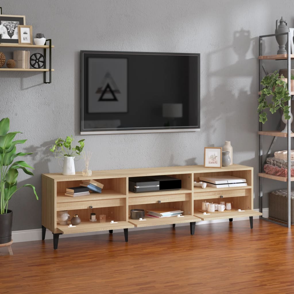 tv-bord 150x30x44,5 cm konstrueret træ sonoma-eg