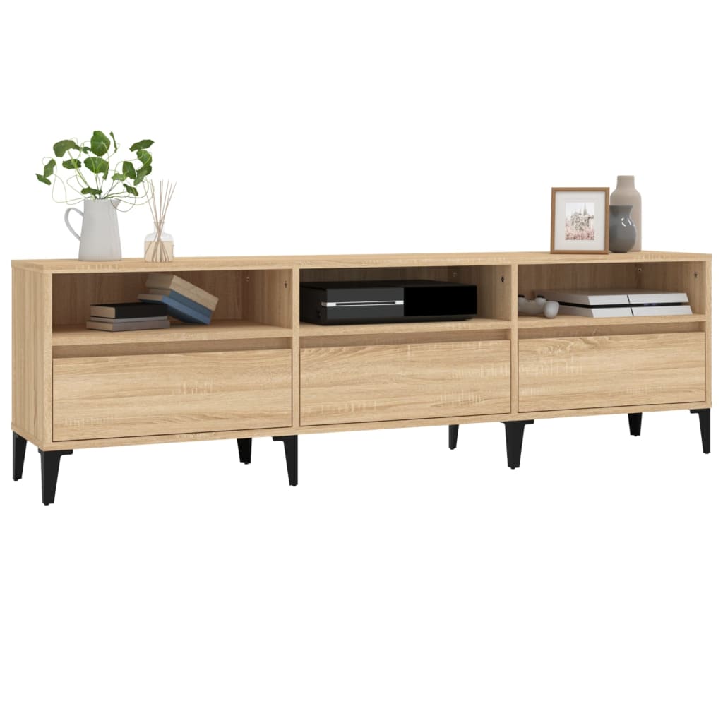 tv-bord 150x30x44,5 cm konstrueret træ sonoma-eg