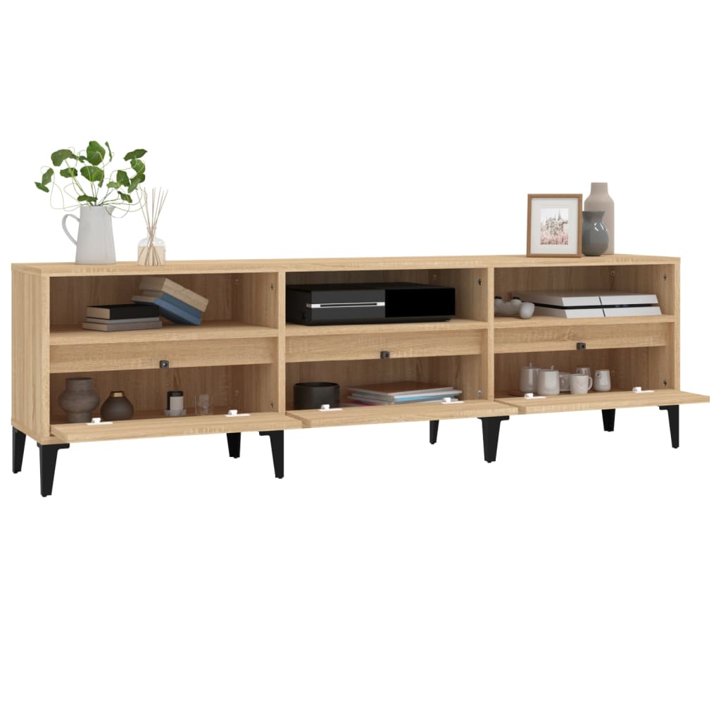 tv-bord 150x30x44,5 cm konstrueret træ sonoma-eg