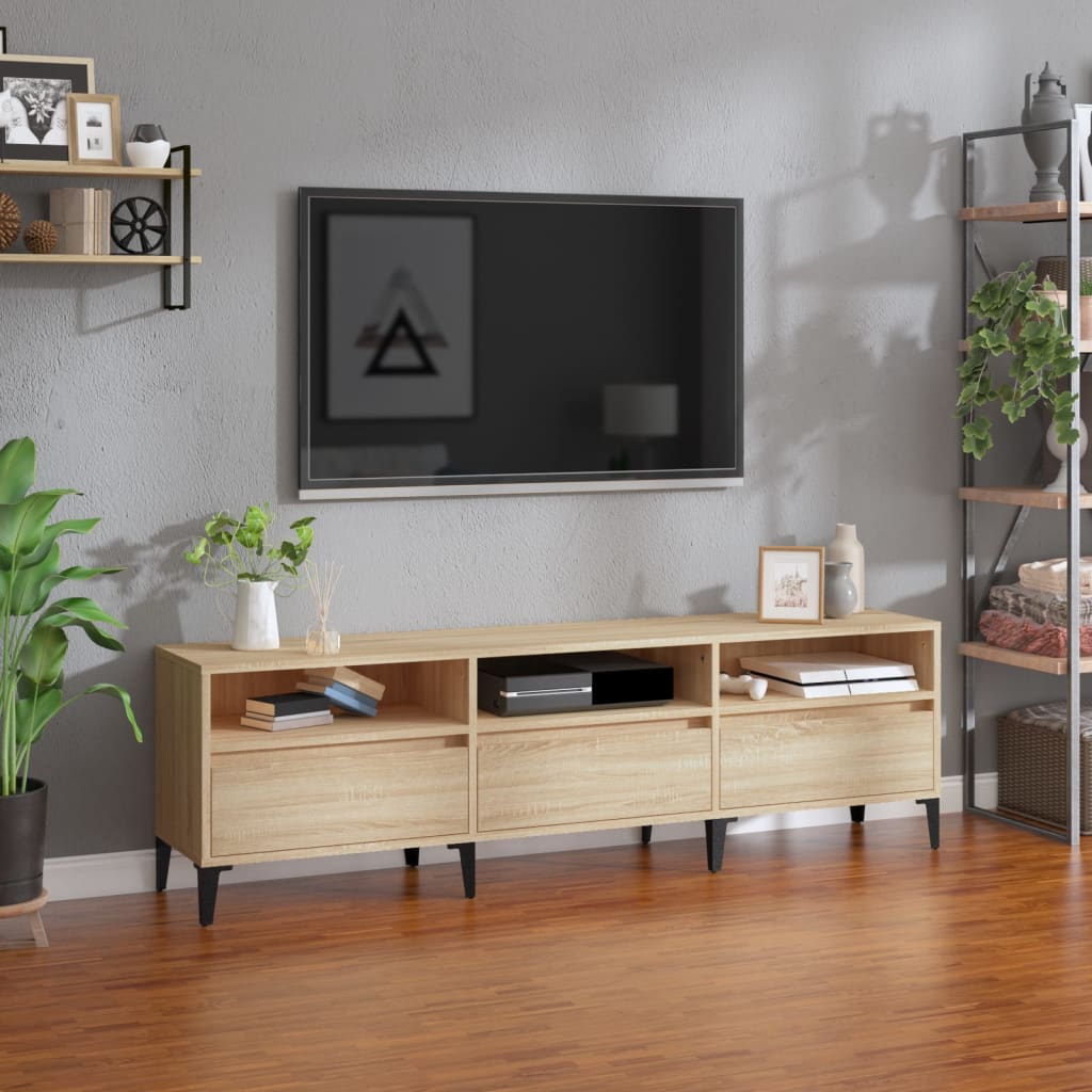 tv-bord 150x30x44,5 cm konstrueret træ sonoma-eg