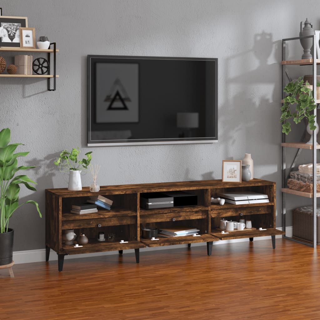 tv-bord 150x30x44,5 cm konstrueret træ røget egetræsfarve