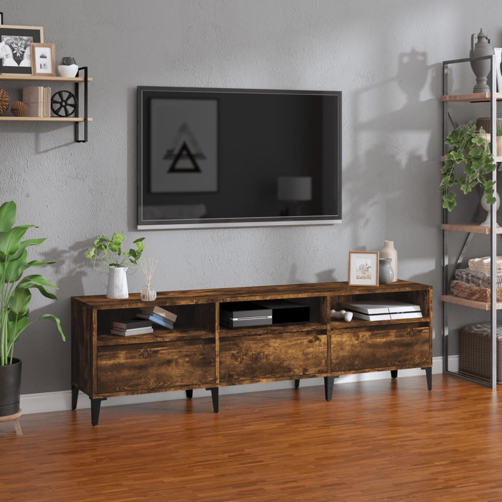 tv-bord 150x30x44,5 cm konstrueret træ røget egetræsfarve