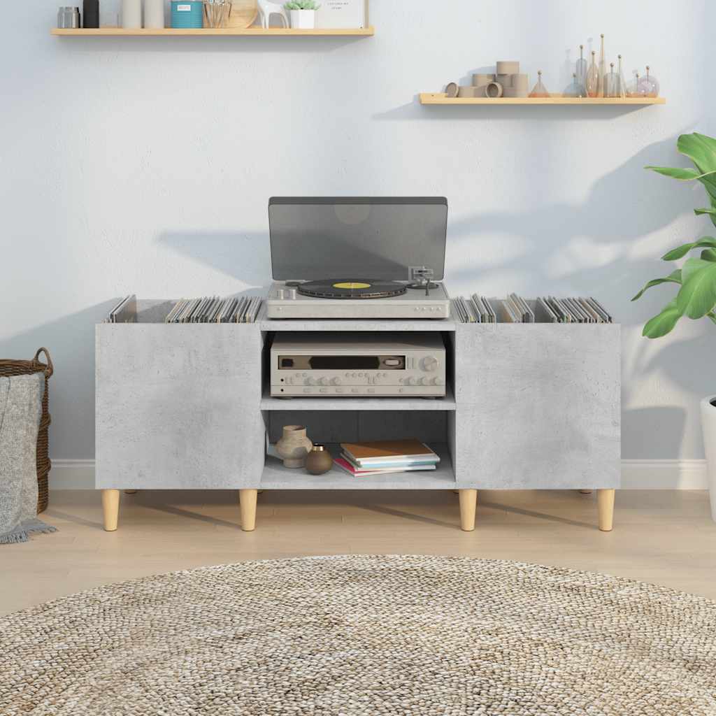 vinylskab 121x38x48 cm konstrueret træ betongrå