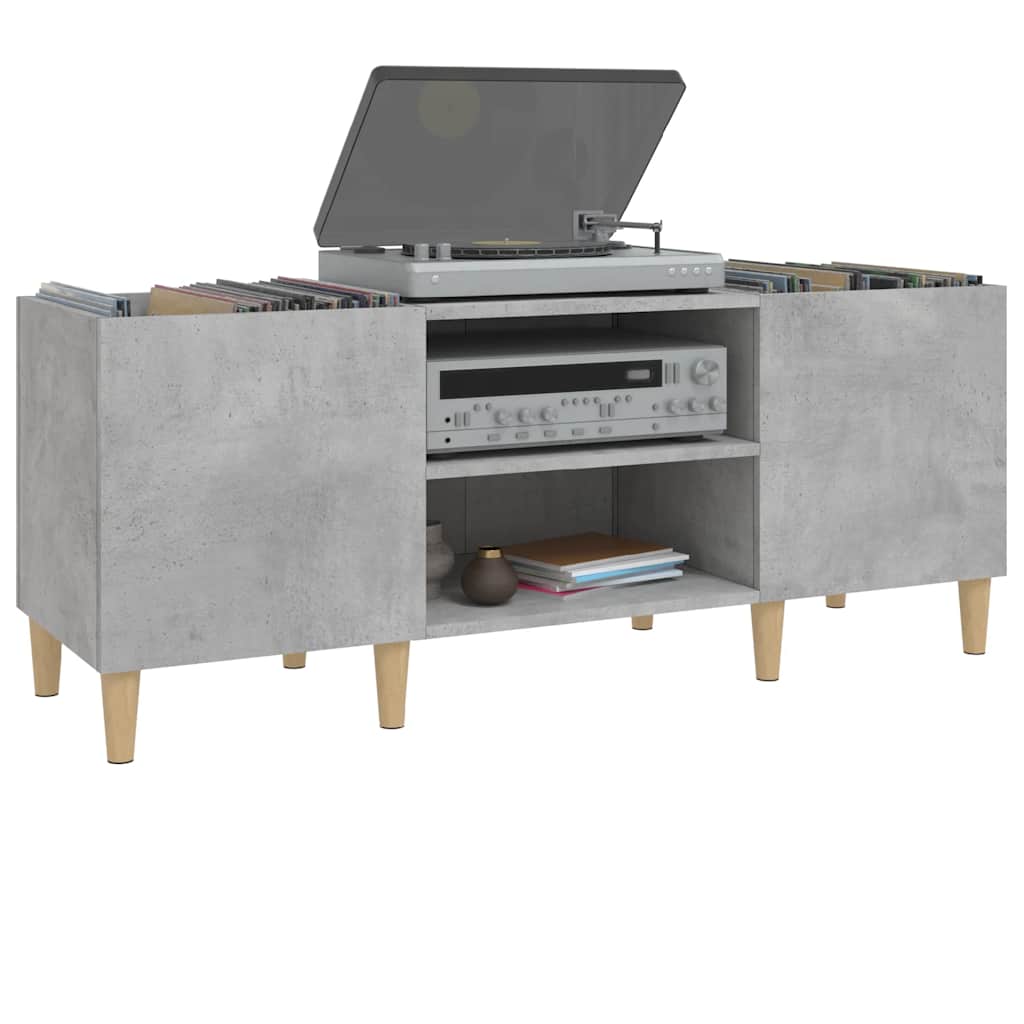 vinylskab 121x38x48 cm konstrueret træ betongrå