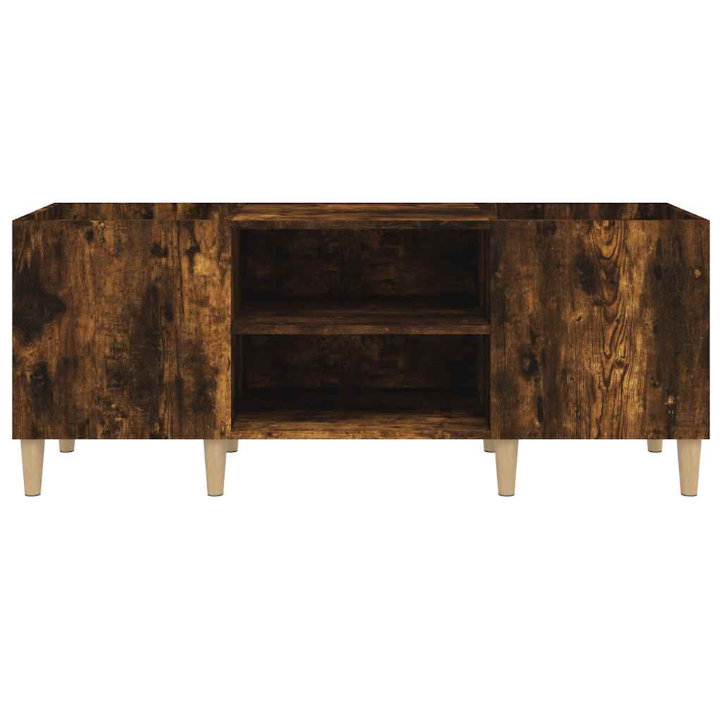 vinylskab 121x38x48 cm konstrueret træ røget egetræsfarve