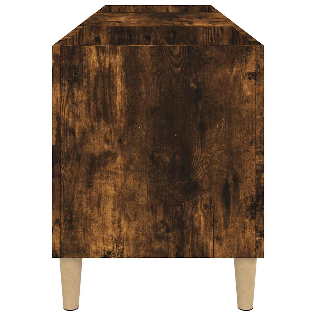 vinylskab 121x38x48 cm konstrueret træ røget egetræsfarve