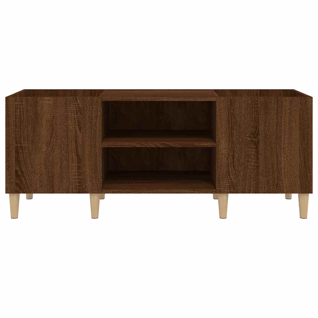 vinylskab 121x38x48 cm konstrueret træ brun egetræsfarve