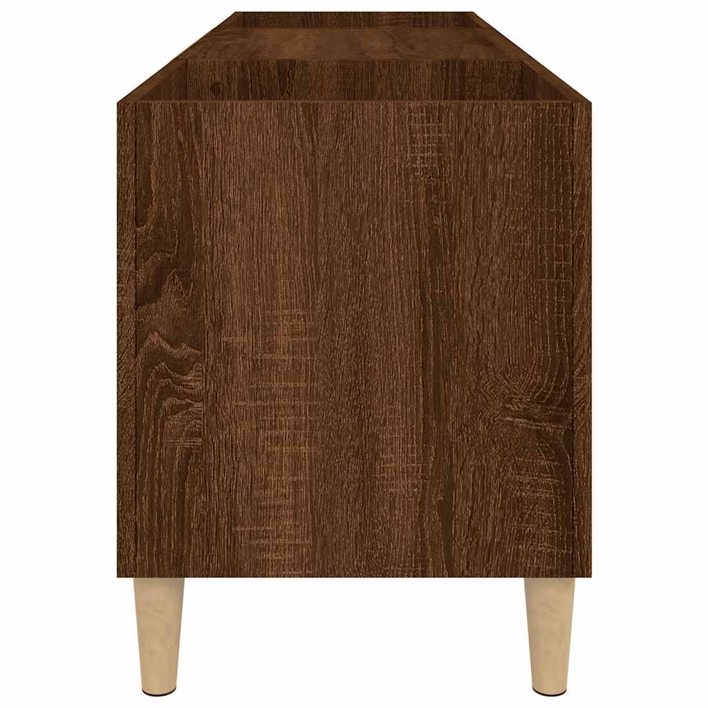 vinylskab 121x38x48 cm konstrueret træ brun egetræsfarve