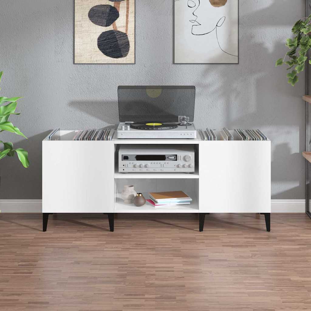 vinylskab 121x38x48 cm konstrueret træ hvid