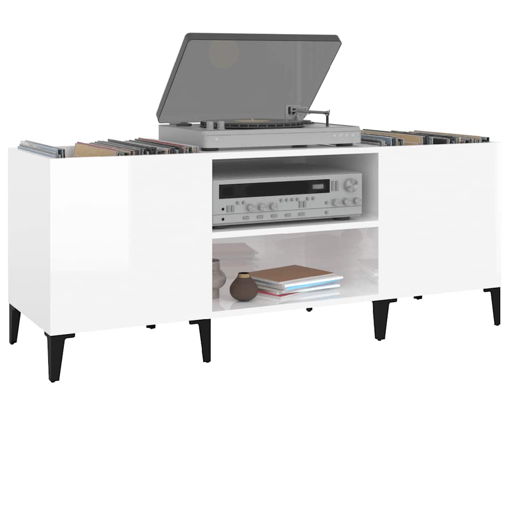 vinylskab 121x38x48 cm konstrueret træ hvid