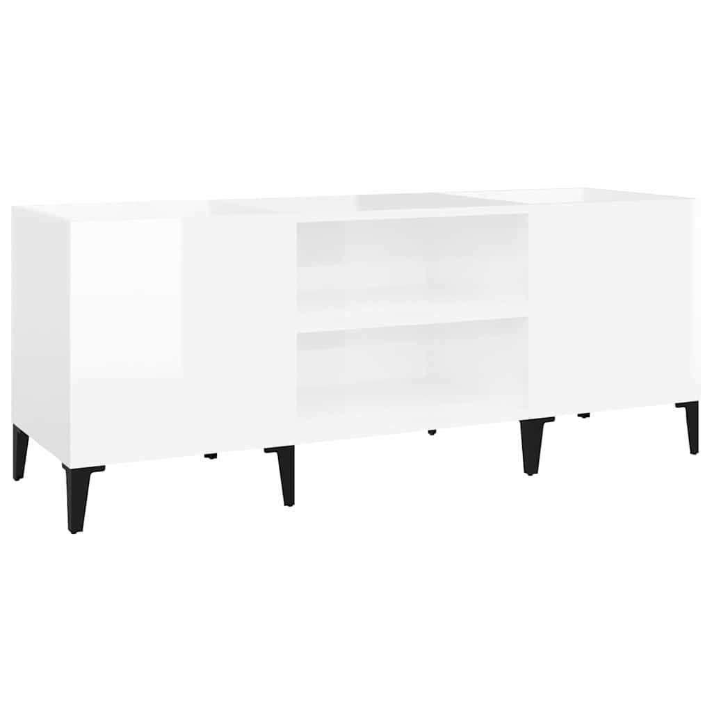 vinylskab 121x38x48 cm konstrueret træ hvid højglans