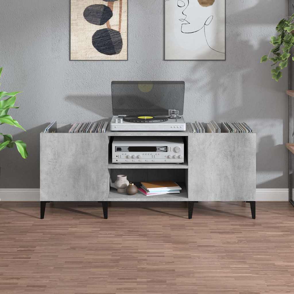 vinylskab 121x38x48 cm konstrueret træ betongrå