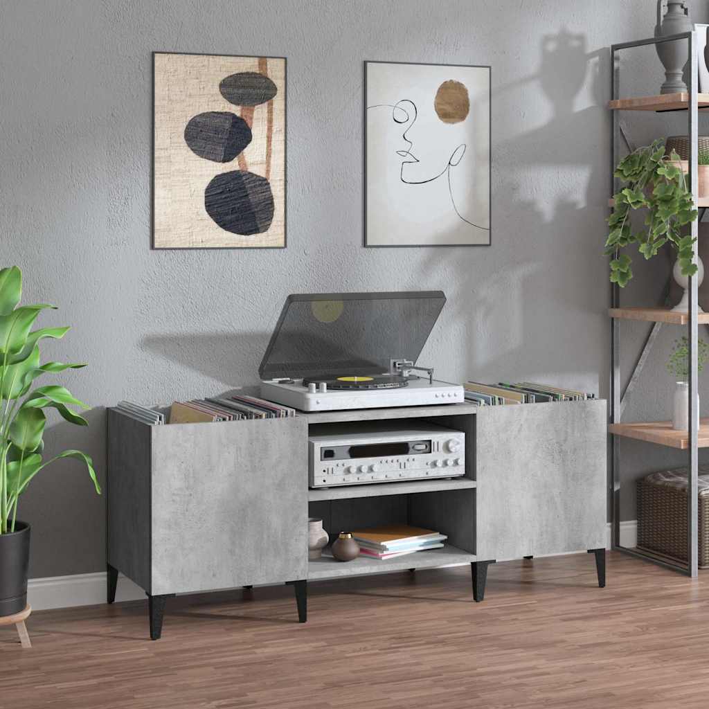 vinylskab 121x38x48 cm konstrueret træ betongrå