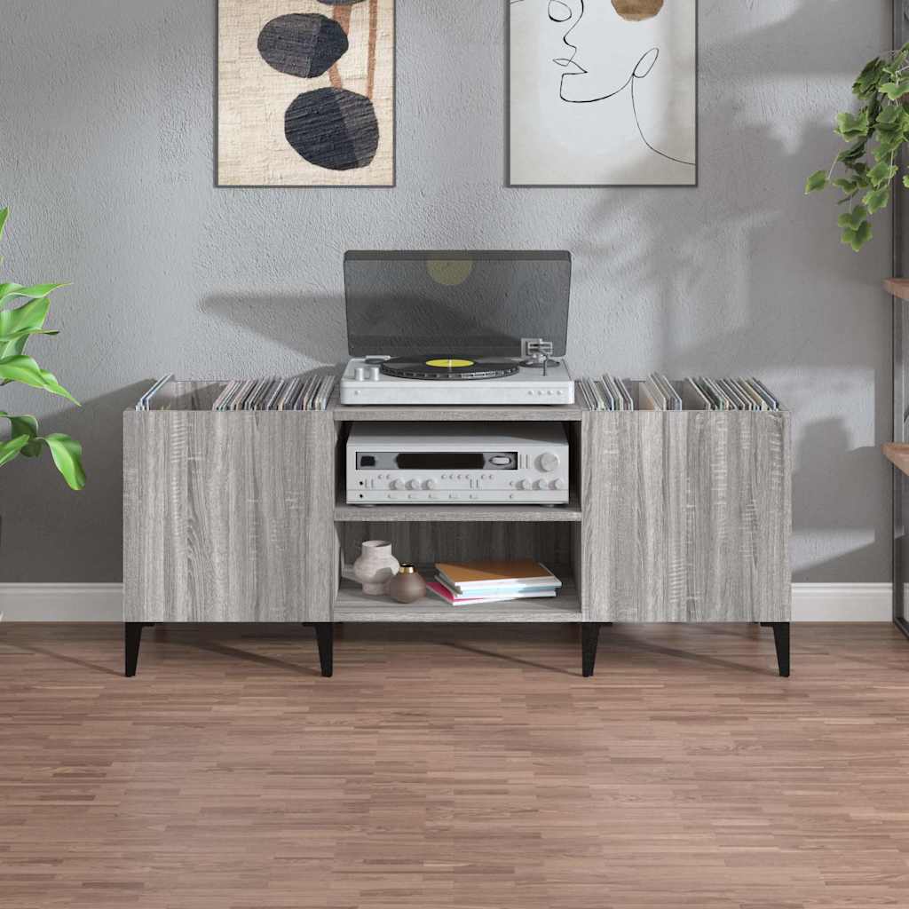 vinylskab 121x38x48 cm konstrueret træ grå sonoma-eg
