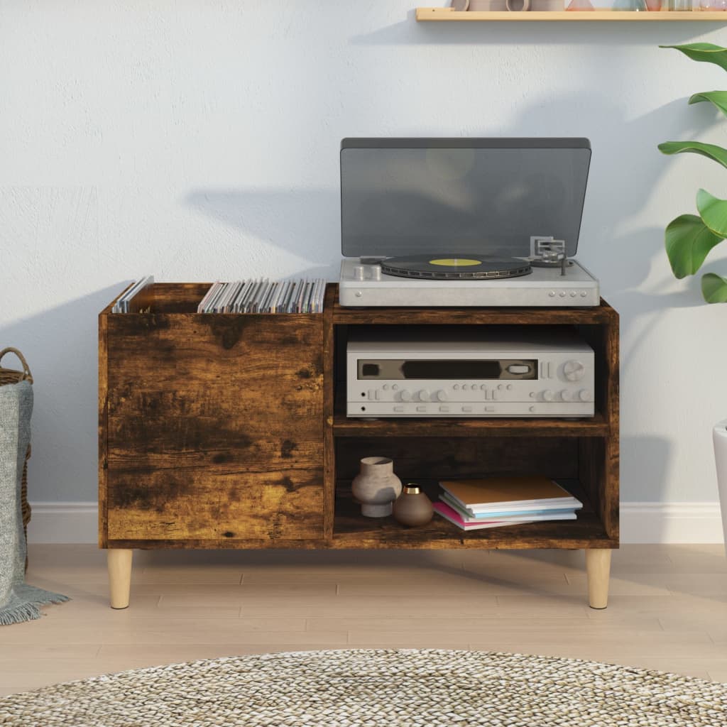 vinylskab 84,5x38x48 cm konstrueret træ røget egetræsfarve