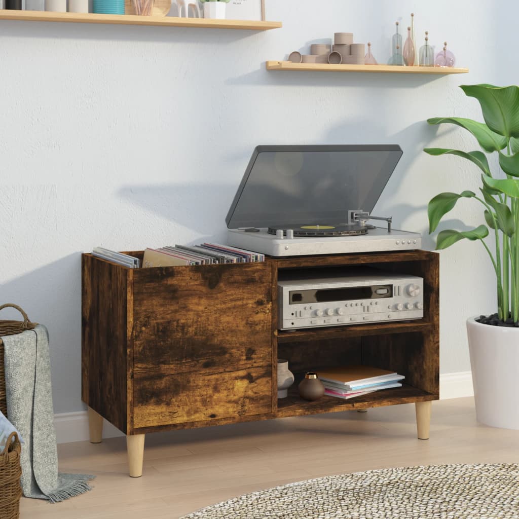 vinylskab 84,5x38x48 cm konstrueret træ røget egetræsfarve
