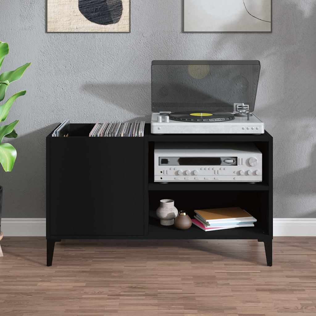 vinylskab 84,5x38x48 cm konstrueret træ sort