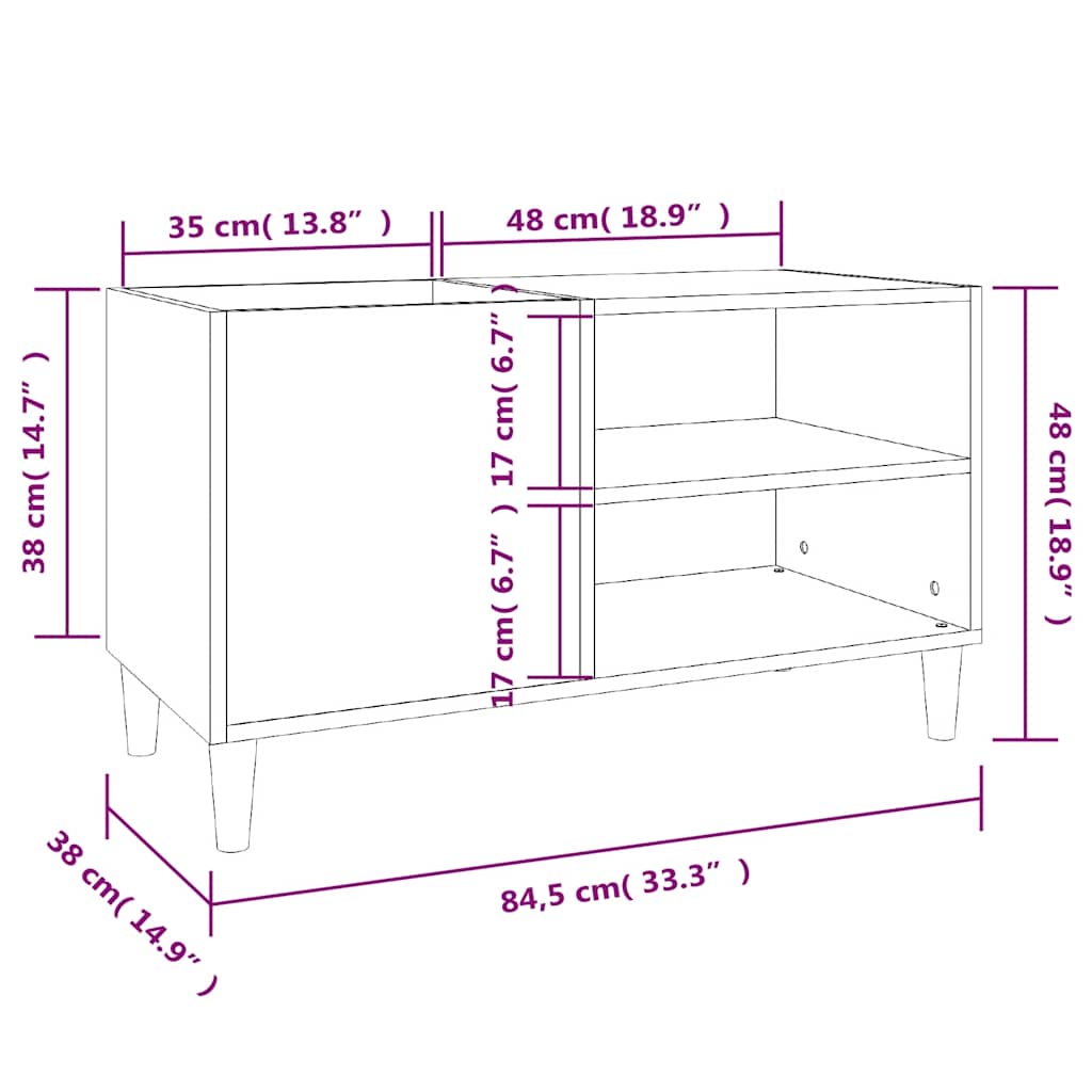 vinylskab 84,5x38x48 cm konstrueret træ sort