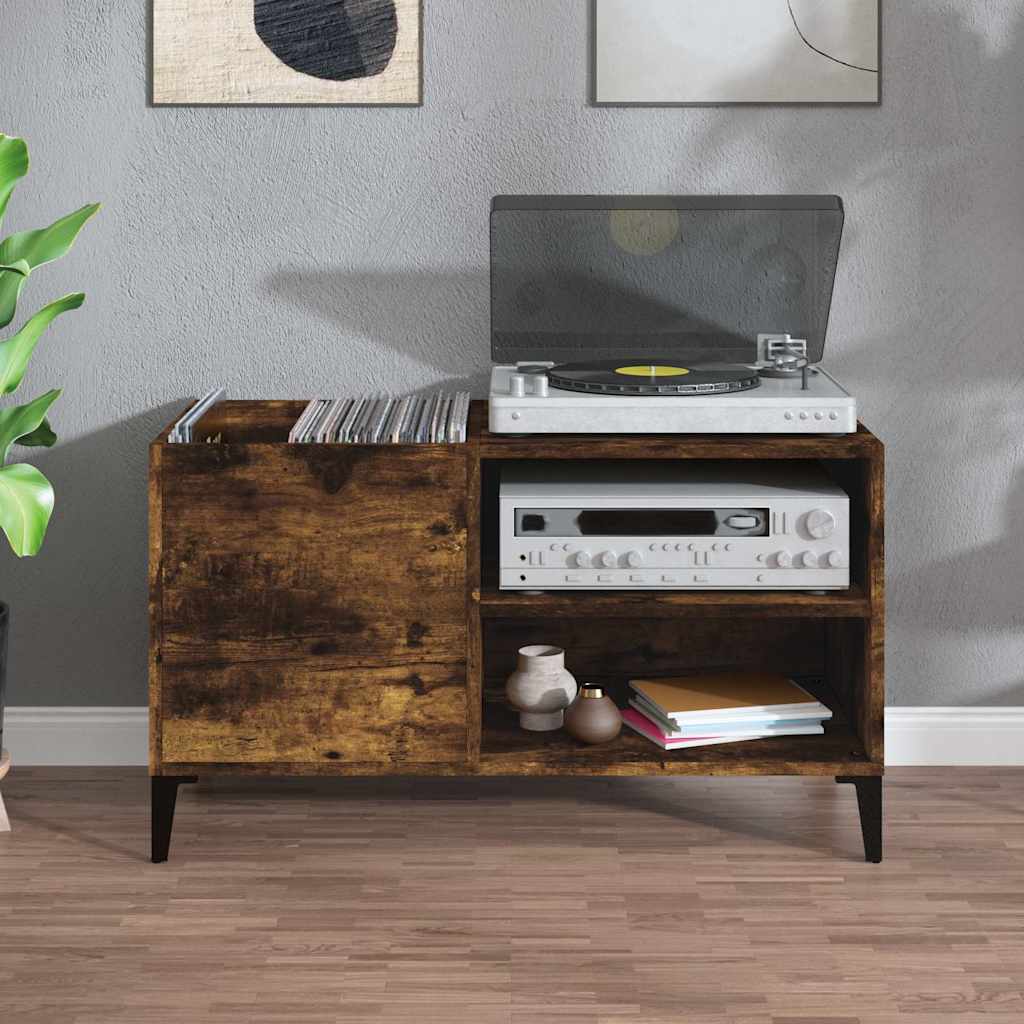 vinylskab 84,5x38x48 cm konstrueret træ røget egetræsfarve