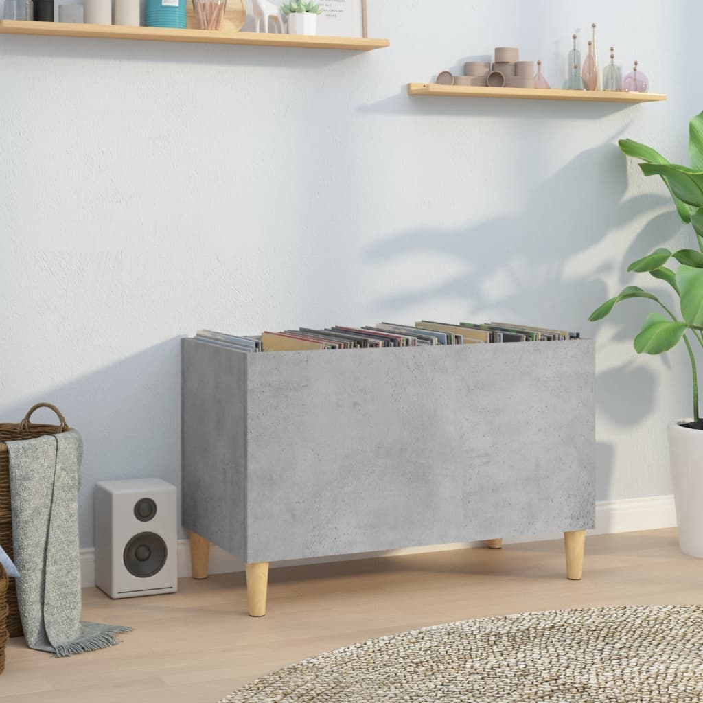 vinylskab 74,5x38x48 cm konstrueret træ betongrå