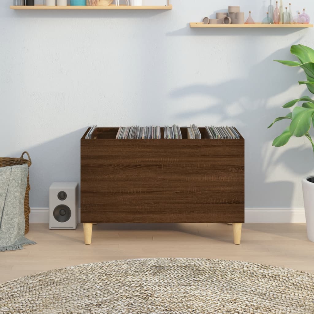 vinylskab 74,5x38x48 cm konstrueret træ brun egetræsfarve
