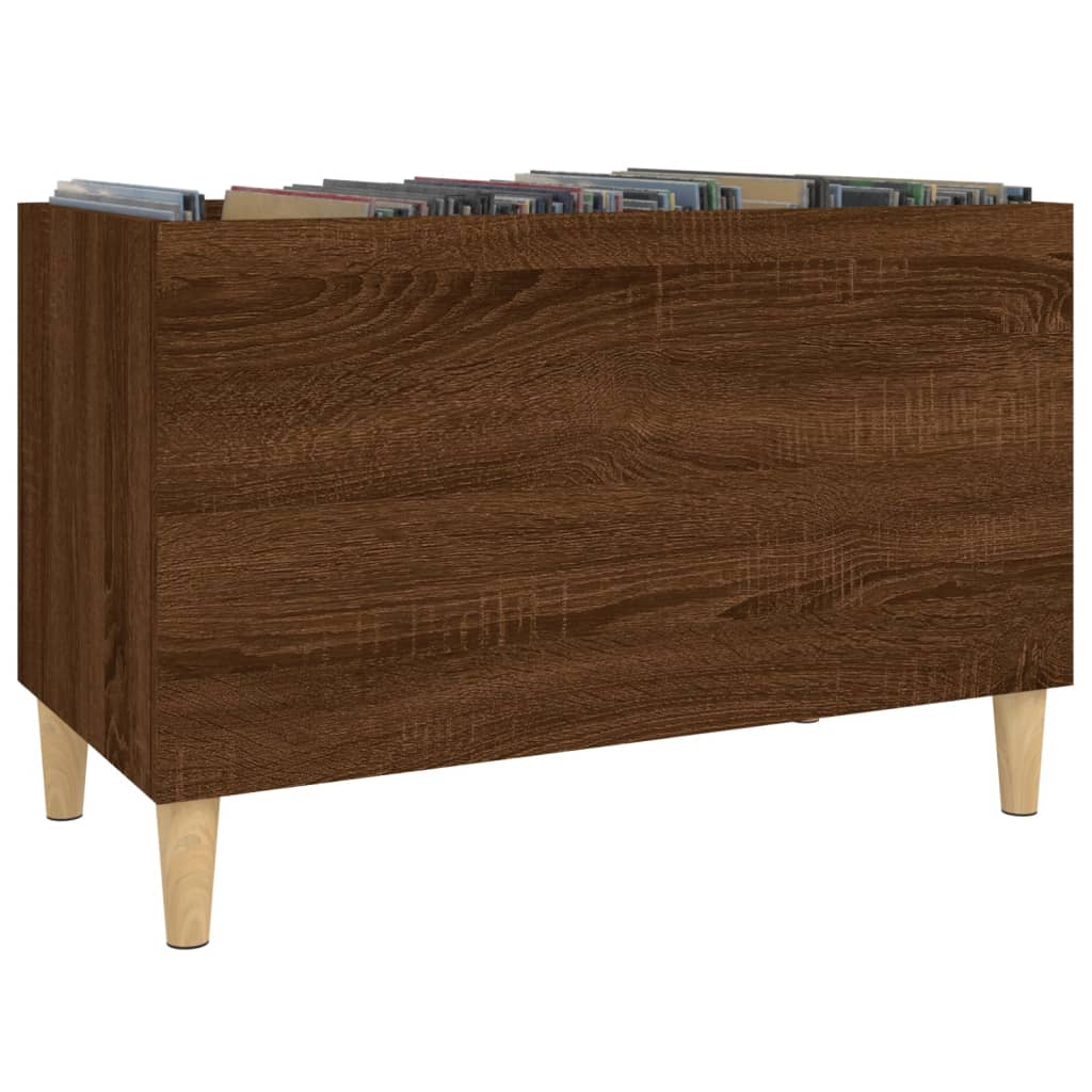 vinylskab 74,5x38x48 cm konstrueret træ brun egetræsfarve