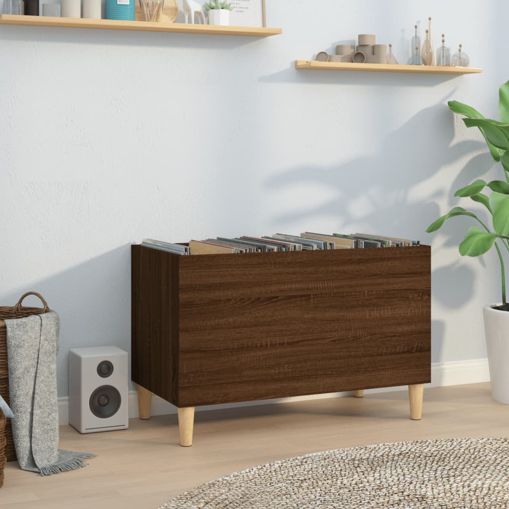 vinylskab 74,5x38x48 cm konstrueret træ brun egetræsfarve
